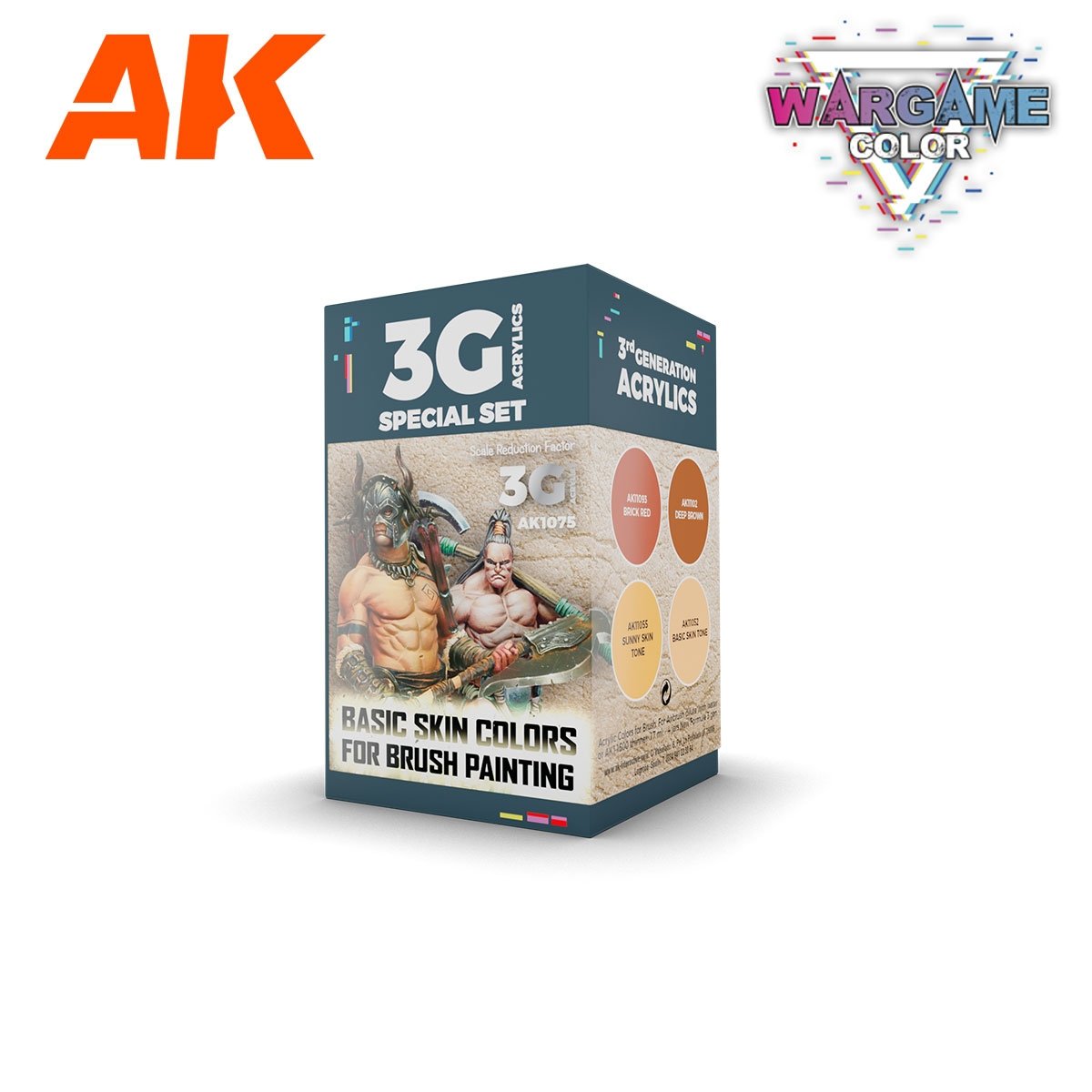 AK Interactive AK1075 WARGAME COLOR SET. BASIC SKIN COLORS. 4x17 ml