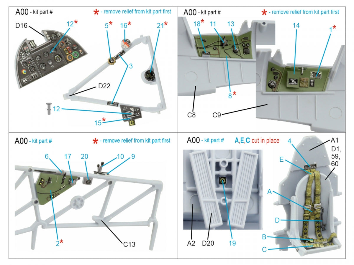 Quinta Studio QD48287 Hawker Hurricane family 3D-Printed &amp;amp; coloured Interior on decal paper (Airfix) 1/48 – immagine 2