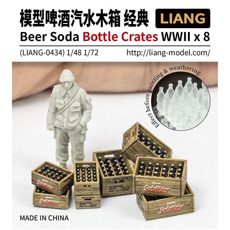 Liang 0434 Caisses de bouteilles de bière et de soda Seconde Guerre mondiale x 8 1/48 - 1/72