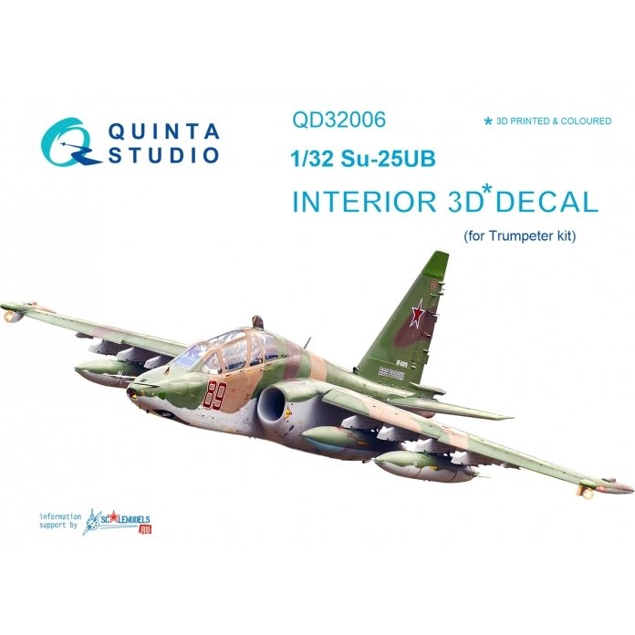 Quinta Studio QD32006 Su-25UB 3D-Printed & coloured Interior on decal paper (for Trumpeter kit) 1/32