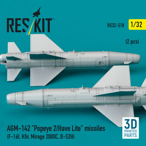 RESKIT RS32-0518 AGM-142 &amp;quot;Popeye 2/Have Lite&amp;quot; missiles (2 pcs) (3D Printed) 1/32 – immagine 3