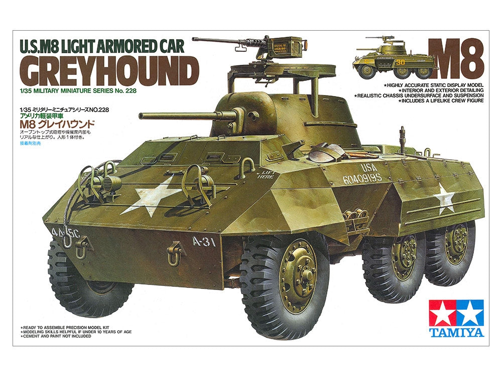 Tamiya 35228 U.S. M8 Light Armored Car &amp;quot;Greyhound&amp;quot; 1/35 – immagine 2