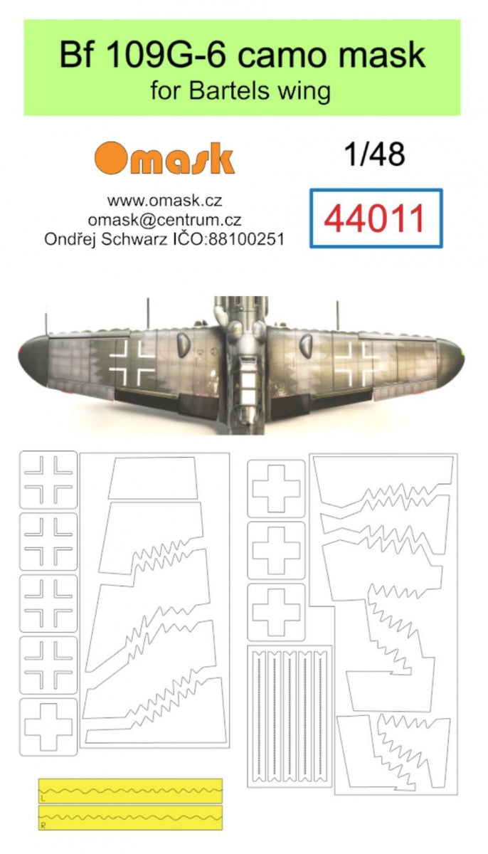 Masque de camouflage Omask 44011 Bf 109G-6 pour Bartels Wing au 1/48