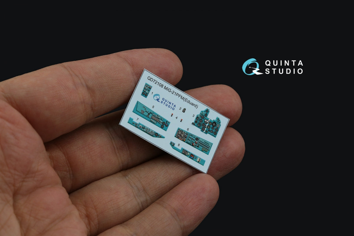 Quinta Studio QD72108 MiG-21PFM Emerald panels 3D-Printed &amp;amp; coloured Interior on decal paper (Eduard) 1/72 – immagine 3