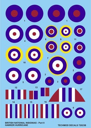Techmod 72023 - British National Insignias - Hawker Hurricane 1/72