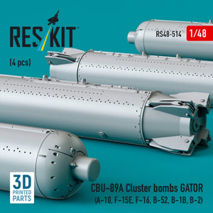 RESKIT RS48-0514 Bombes à fragmentation CBU-89A GATOR (4 pièces) (Impression 3D) 1/48 – image 2