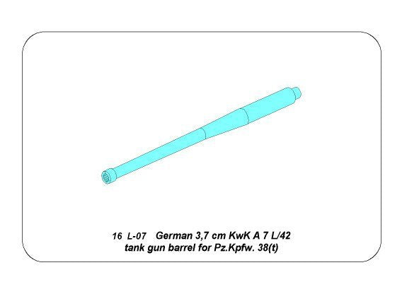 Aber 16L-07 Lufa do niemieckiej armaty czołgowej KwK A 7 do Pz.Kpfw. 38(t) / German 3,7 cm KwK A 7 L/42 tank gun barrel for Pz.Kpfw. 38(t) 1/16 – zdjęcie 8