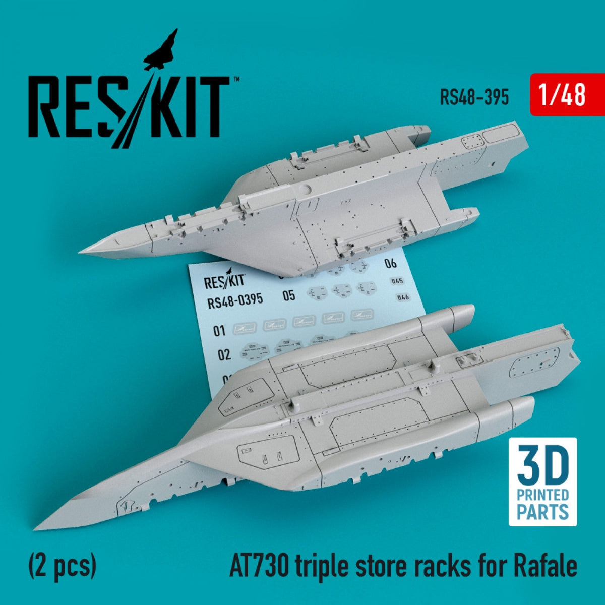 RESKIT RS48-0395 AT730 RANGEMENTS TRIPLES POUR RAFALE (2 PIÈCES) (IMPRIMÉ EN 3D) 1/48