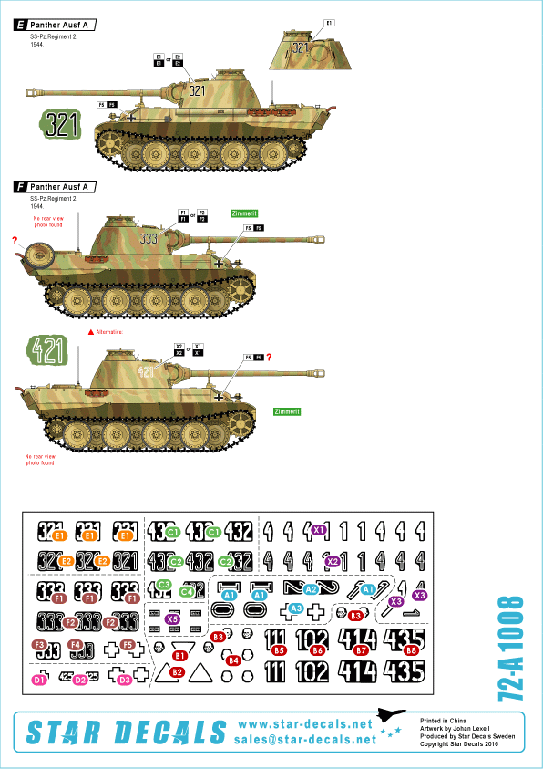 Star Decals 72-A1008 SS-Panthers (2) SS-Das Reich and 3. SS-Totenkopf. 1/72 – immagine 2