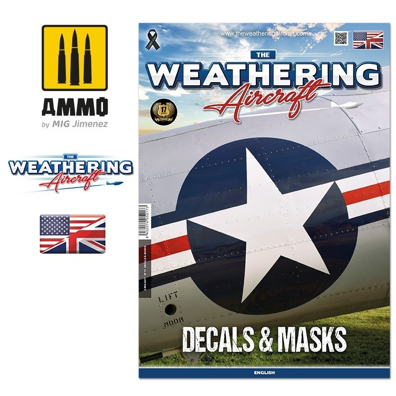 AMMO of Mig Jimenez 5217 The Weathering Aircraft Issue 17. DECALS &amp; MASKS (English)