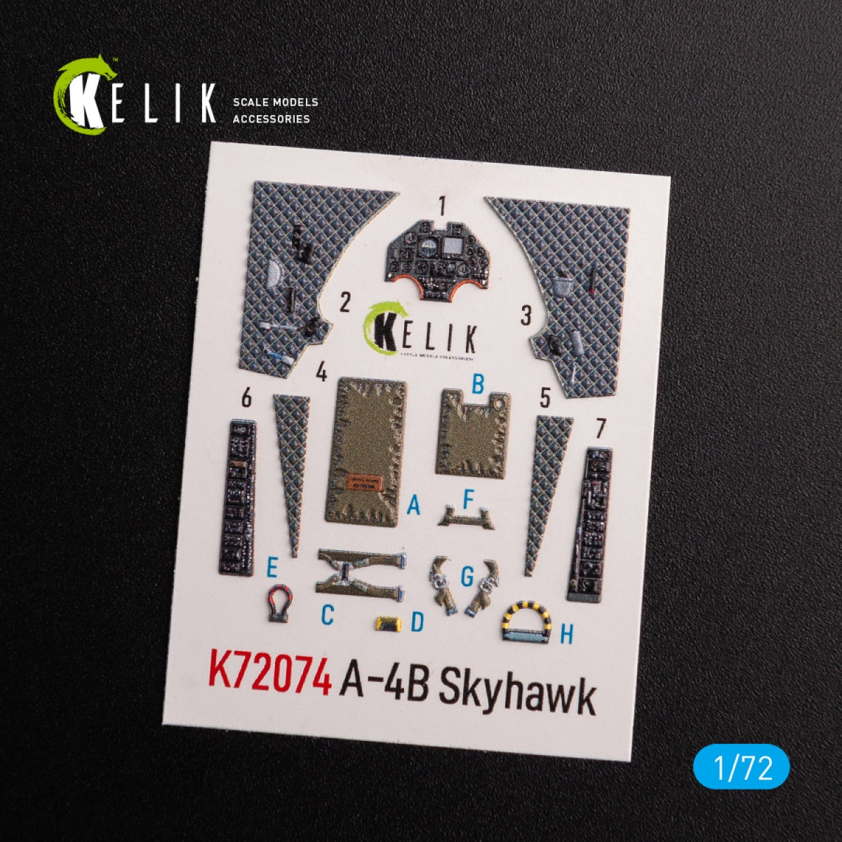 KELIK K72074 A-4B &amp;quot;Skyhawk&amp;quot; interior 3D decals for Hobby 2000/Fujimi kit 1/72 – immagine 2