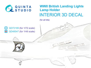 Quinta Studio QD48547 Lamp holder for WWII British landing lights 3D-Printed &amp;amp; coloured Interior on decal paper (All kits) 1/48