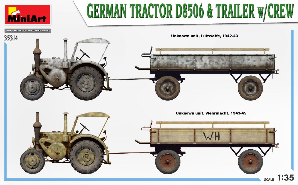 MiniArt 35314 GERMAN TRACTOR D8506 &amp;amp; TRAILER w/CREW 1/35 – imagen 3