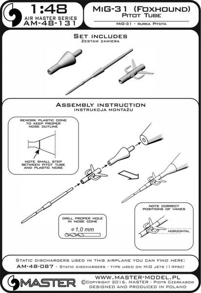 Master AM-48-131 MiG-31 (Foxhound) - Pitot Tube 1/48 – imagen 4