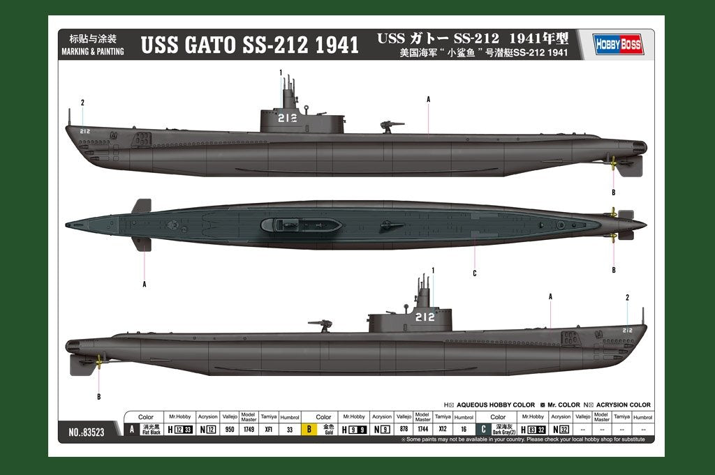 Hobby Boss 83523 USS GATO SS-212 1941 1/350 – zdjęcie 3