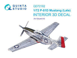 Intérieur imprimé en 3D et coloré sur papier décalcomanie Quinta Studio QD72182 P-51D Mustang Late (Eduard) 1/72