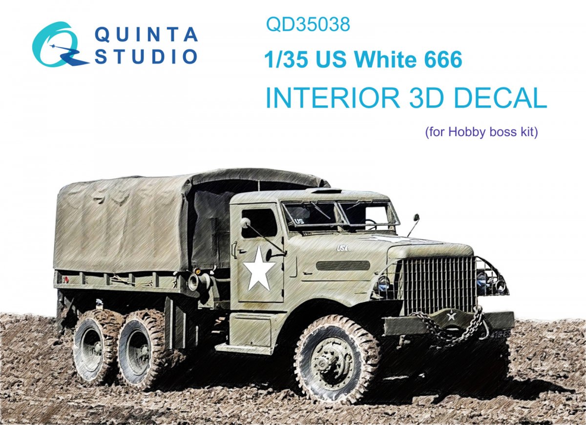 Quinta Studio QD35038 US White 666 3D-Printed &amp;amp; coloured Interior on decal paper (Hobby Boss) 1/35