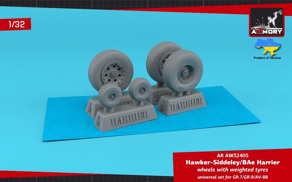 Armory Models AW32405 HS Harrier GR.7/GR.9/AV-8B wheels w/ weighted tires 1/32