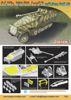Dragon 7351 SdKfz.251/22 Ausf.D w.7,5cm Pak, 1/72 1/72 – immagine 2