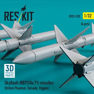 RESKIT RS32-0520 Skyflash (RB71/Av.71) missiles (4 pcs) (3D Printed) 1/32 – image 3
