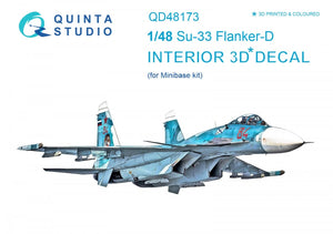Quinta Studio QD48173 Su-33 3D-Printed &amp;amp; coloured Interior on decal paper (for Minibase kit) 1/48