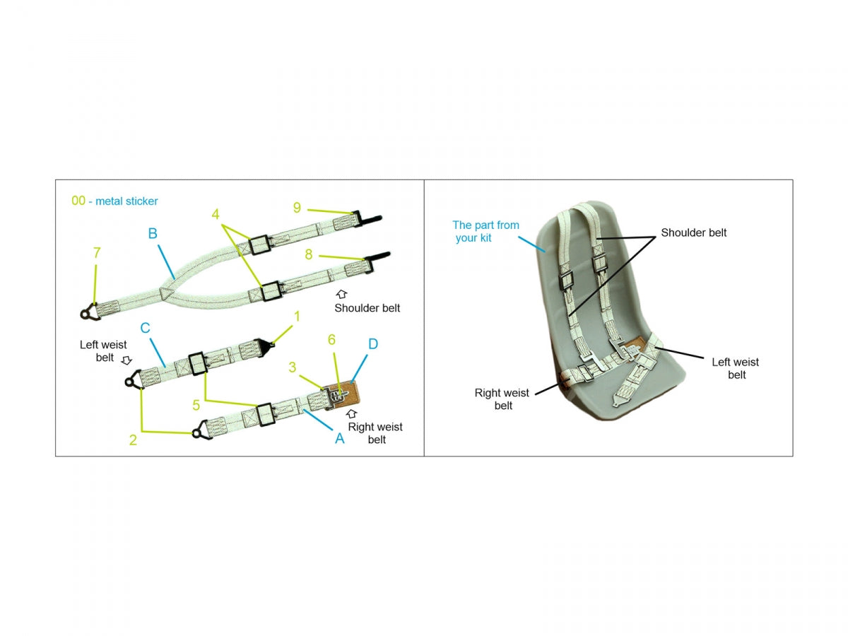 Quinta Studio QR+32034 WWII US fighter seat belts (with metal buckles) (All kits) 1/32 – immagine 2