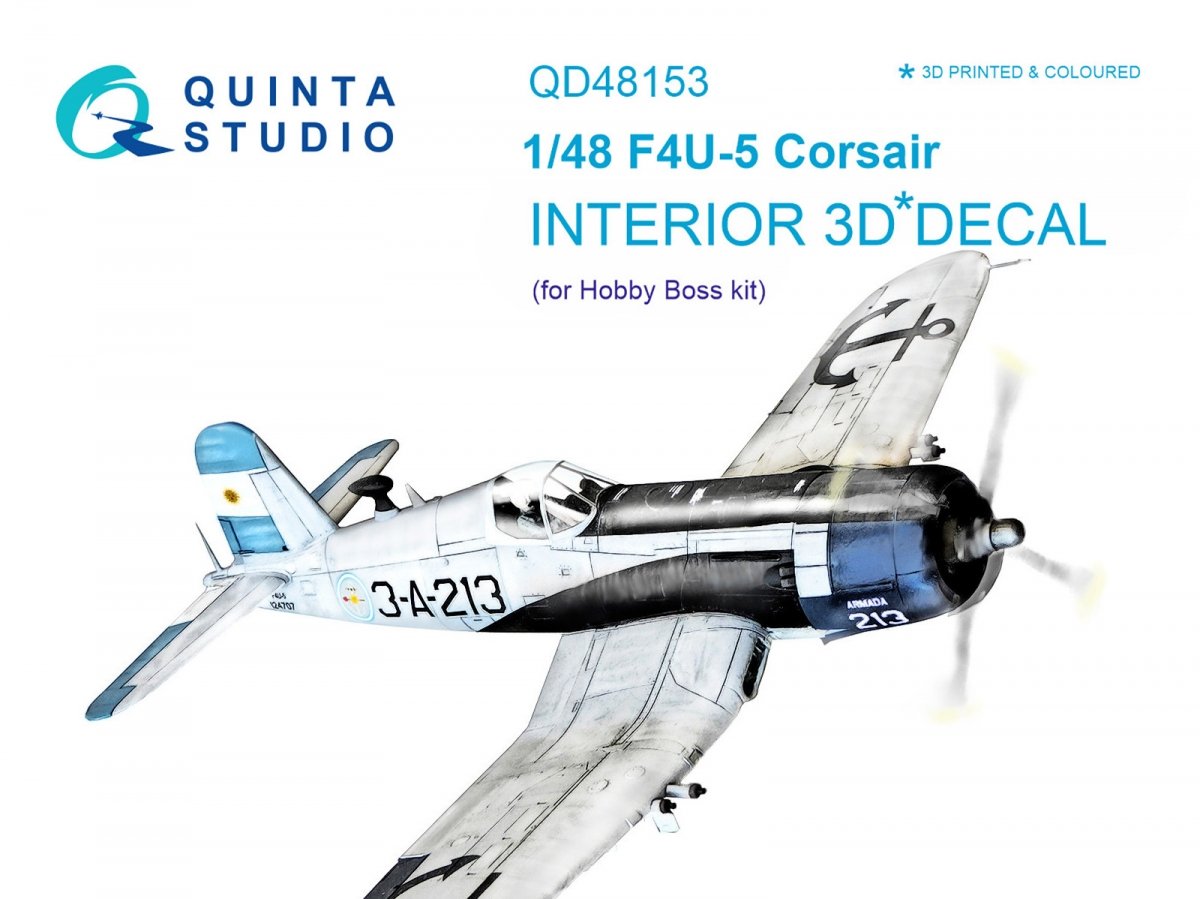 Quinta Studio QD48153 F4U-5 3D-Printed &amp;amp; coloured Interior on decal paper (for Hobby Boss kit) 1/48