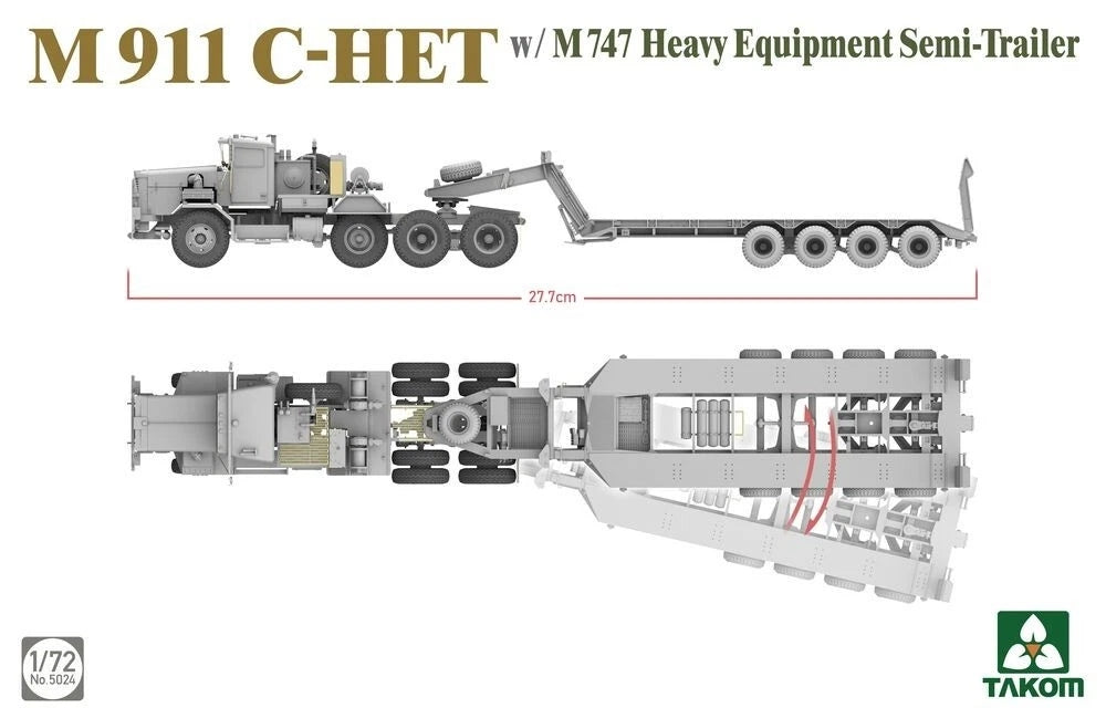 Takom 5024 M911 C-HET w/M747 Heavy Equipment Semi-Trailer 1/72 – immagine 3