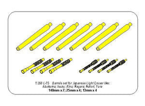 Aber 350L-75 Barrels set for Japnnese Light Cruiser like: Abukama; Isuzu; Kinu; Nagara; Natori; Yura -140mm x 7, 25mm x 4, 13mm x 4 1/350 – immagine 7