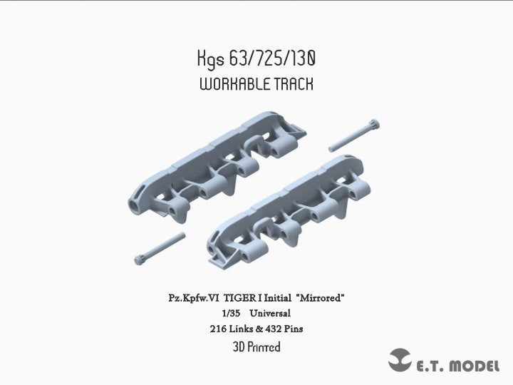 E.T. Model P35-005 WWII German TIGER I Initial Workable Track "Mirrored" (3D Printed) 1/35