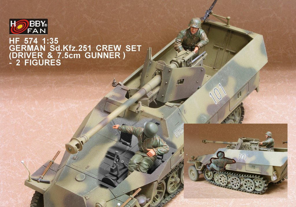 Hobby Fan HF574 GERMAN Sd.Kfz 251 CREW SET (DRIVER & 7.5cm GUNNER)-2FIGURES