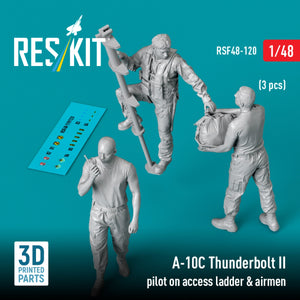 RESKIT RSF48-0120 A-10C Thunderbolt II pilot on access ladder &amp; airmen (3 pcs) (3D Printed) 1/48