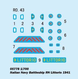 Trumpeter 05778 Italian Navy Battleship RN Littorio 1941 1/700 – immagine 3