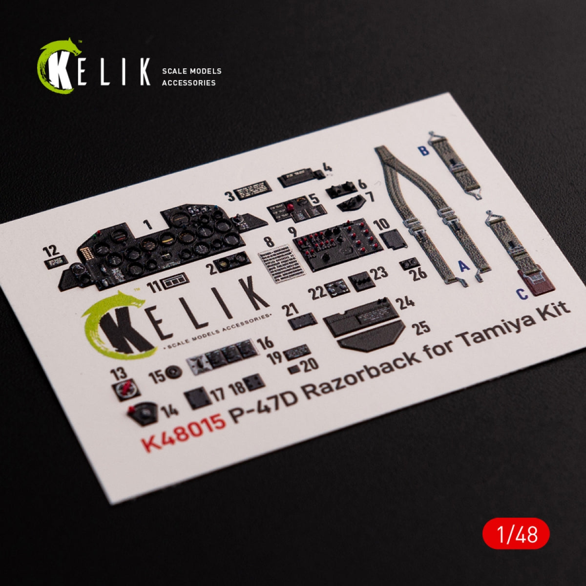 KELIK K48015 P-47D &amp;quot;Razorback&amp;quot; interior 3D decals for Tamiya kit 1/48