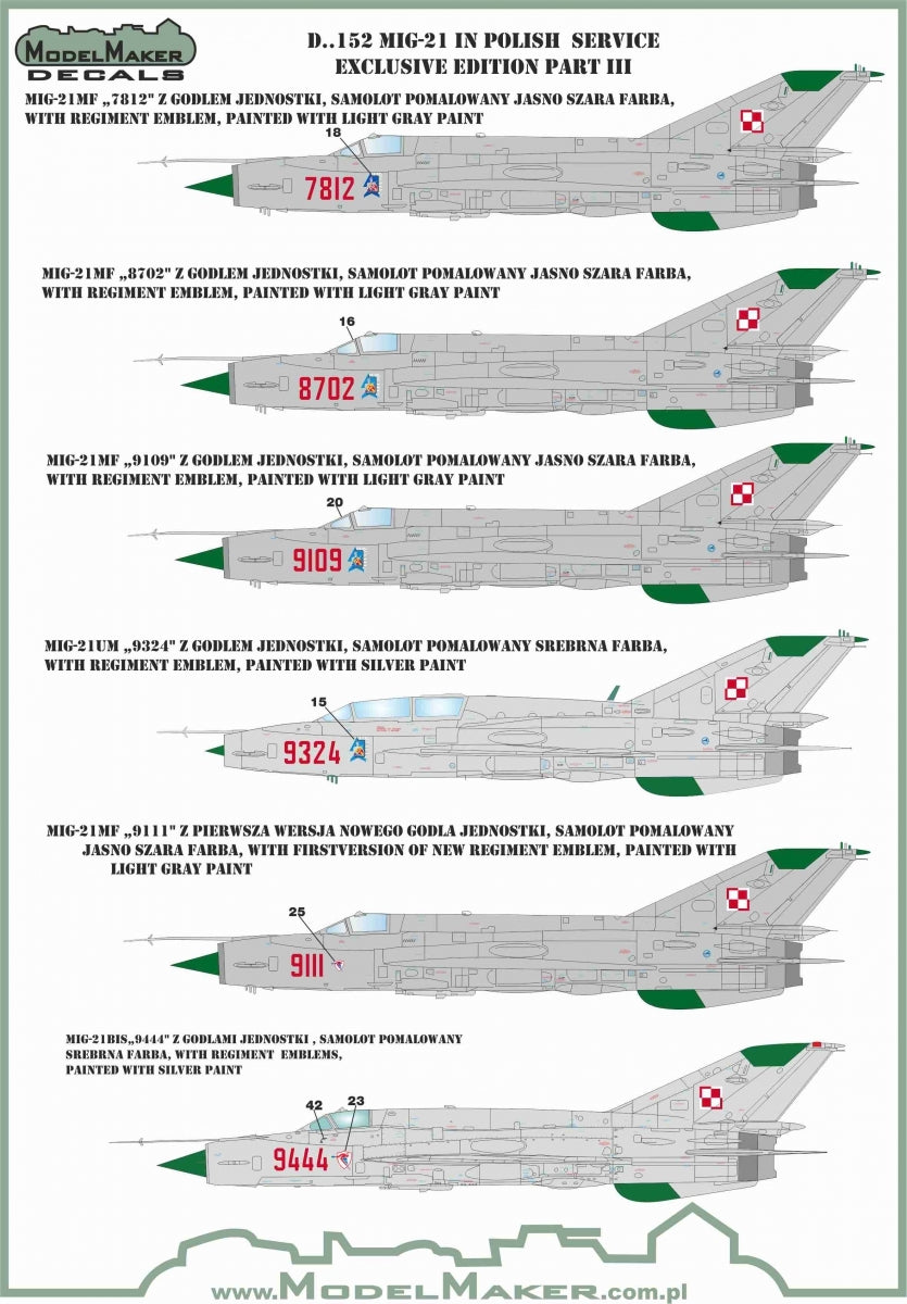 ModelMaker Decals D48152 MiG-21 in Polish service exclusive edition part III 1/48 – immagine 6