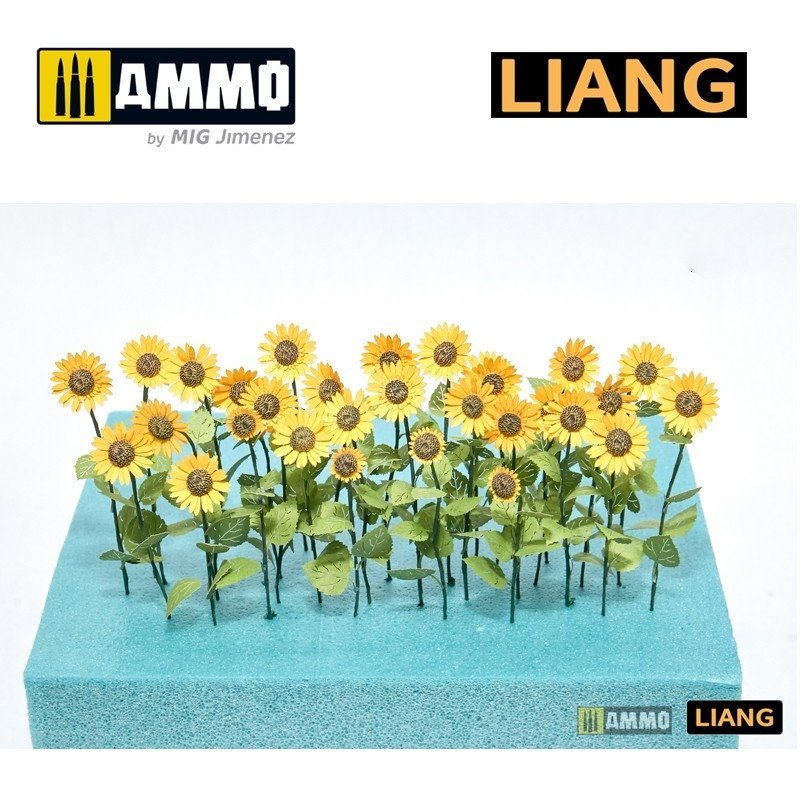 Liang 0101 Tournesols en papier pour dioramas (pièces imprimées au laser et en 3D) – image 3