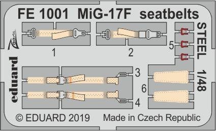 Eduard FE1001 MiG-17F seatbelts STEEL HOBBY BOSS 1/48