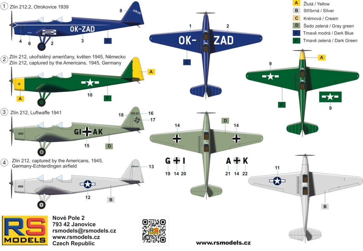 RS Models 92304 Zlin Z-XII Vol. Avion de sport 1/72 – image 2