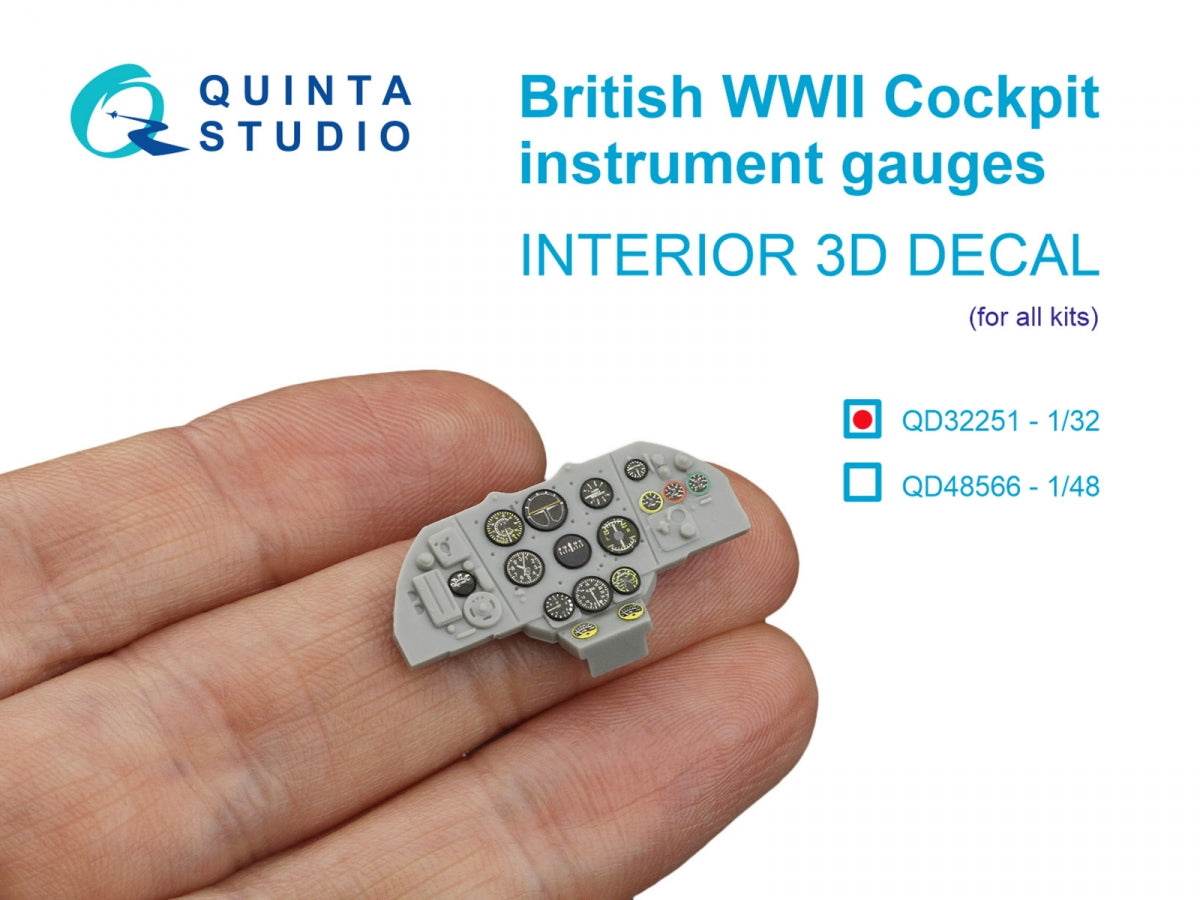 Quinta Studio QD32251 British WWII Cockpit instrument gauges 3D-Printed &amp;amp; coloured Interior on decal paper (All Kits) 1/32