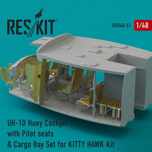 RESKIT RSU48-0051 UH-1D Huey Cockpit with Pilot seats &amp;amp; Cargo Bay Set for Kitty Hawk kit 1/48