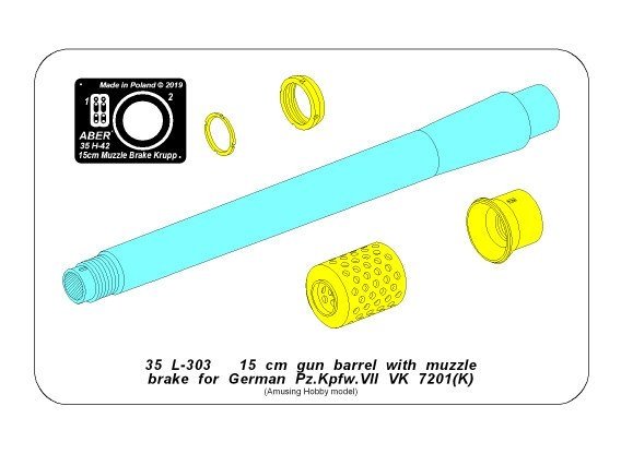 Aber 35L-303 Lufa 150mm z hamulcem do niemieckiego czołgu Pz.Kpfw. VII VK 7201 (K) 1/35 – imagen 3