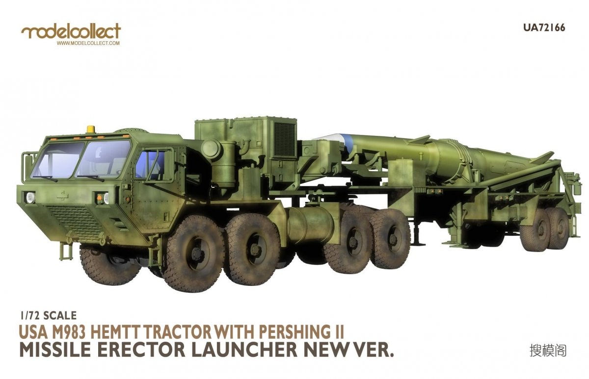 Modelcollect UA72166 USA M983 Tracteur Hemtt avec lanceur-érecteur de missiles Pershing II, nouvelle version 1/72