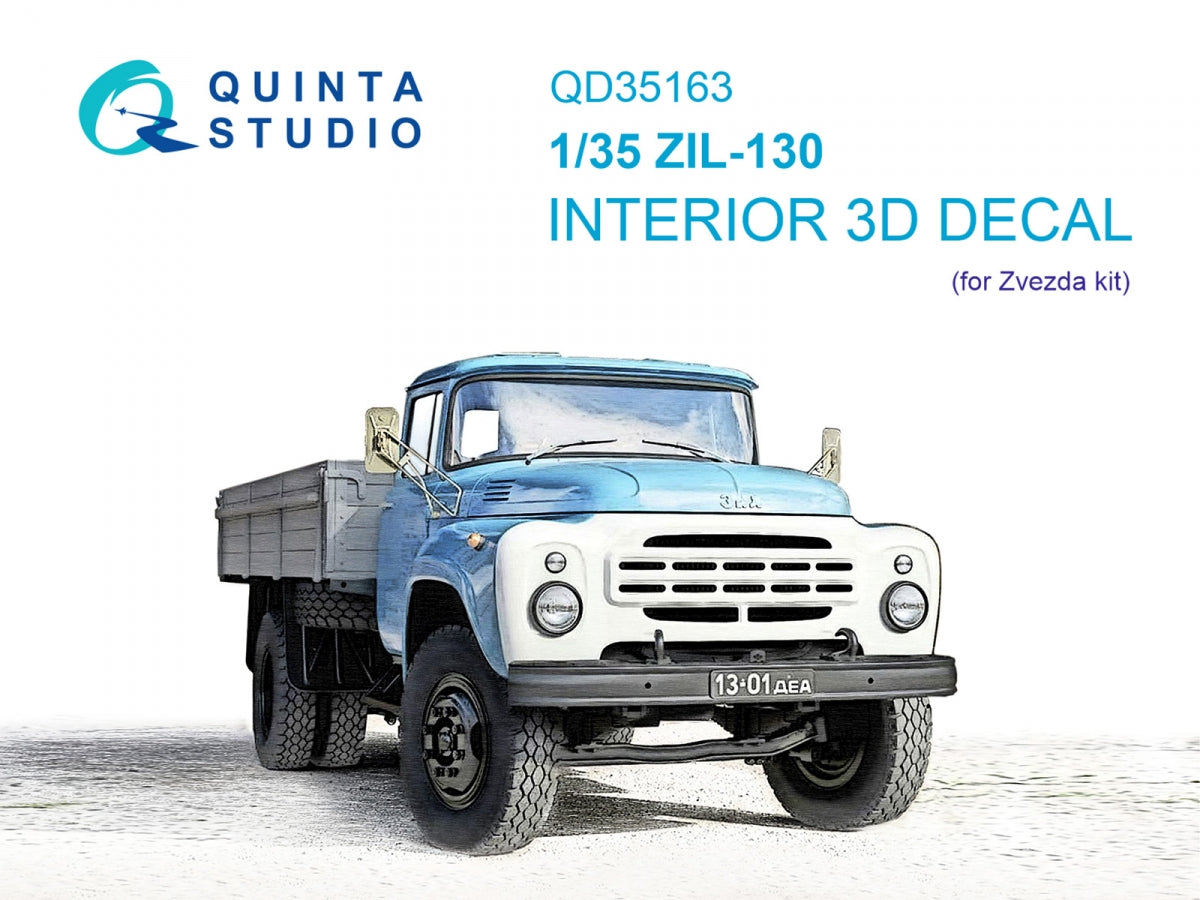Quinta Studio QD35163 ZiL-130 3D-Printed &amp;amp; colored Interior on decal paper (Zvezda) 1/35