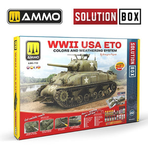 AMMO by Mig Jimenez 7728 SOLUTION BOX 22 – WWII USA ETO. Colors and Weathering System