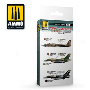 AMMO of Mig Jimenez 7234 USAF AGGRESSORS DESERT &amp;amp; ARTIC COLORS SET 6x17ml – immagine 2