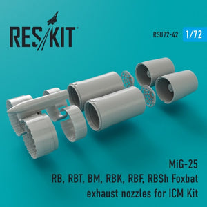 RESKIT RSU72-0042 Buses d&amp;#39;échappement Foxbat pour MiG-25 RB, RBT, BM, RBK, RBF, RBSh (échelle 1/72)