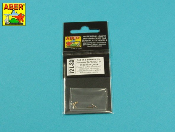 Aber 72L-33 Zestaw 5 luf do niemieckich czołgowych karabinów maszynowych MG 34 / Set of 5 Barrels for German Tank MG 34 machine guns 1/72 – zdjęcie 4