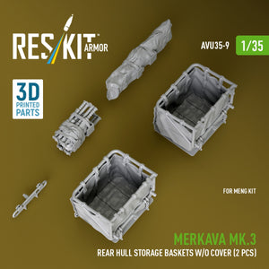 RESKIT AVU35-0009 Merkava Mk.3 rear hull storage baskets w/o cover (2 pcs) for Meng kit (3D Printed) 1/35