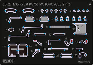 Great Wall Hobby L3527 Motos allemandes de la Seconde Guerre mondiale R75 et KS750 2 en 2 1/35 – image 3