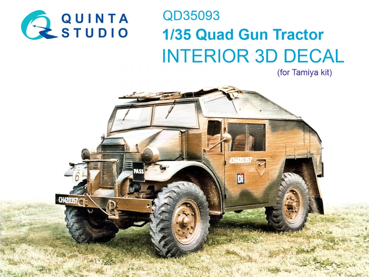 Quinta Studio QD35093 Quad Gun Tractor 3D-Printed &amp;amp; coloured Interior on decal paper (Tamiya) 1/35
